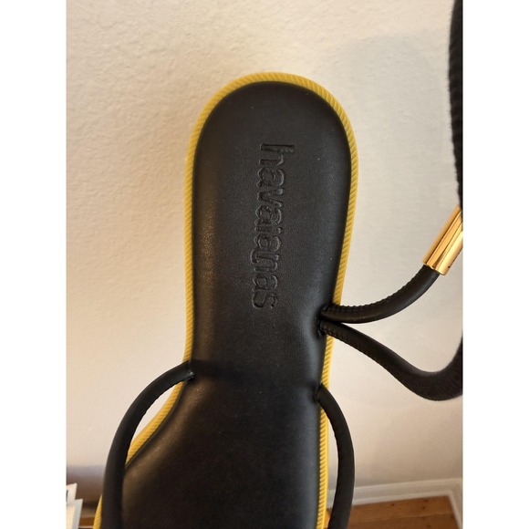 Havaianas Una Pitanga Sandals Womens Black Rubber Strappy Flat Size 11 - Picture 8 of 16